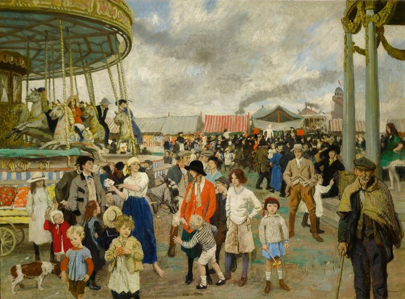 Laura Knight (British, 1877-1970). The Fairgrounds, Penzance, c.1916.jpg
