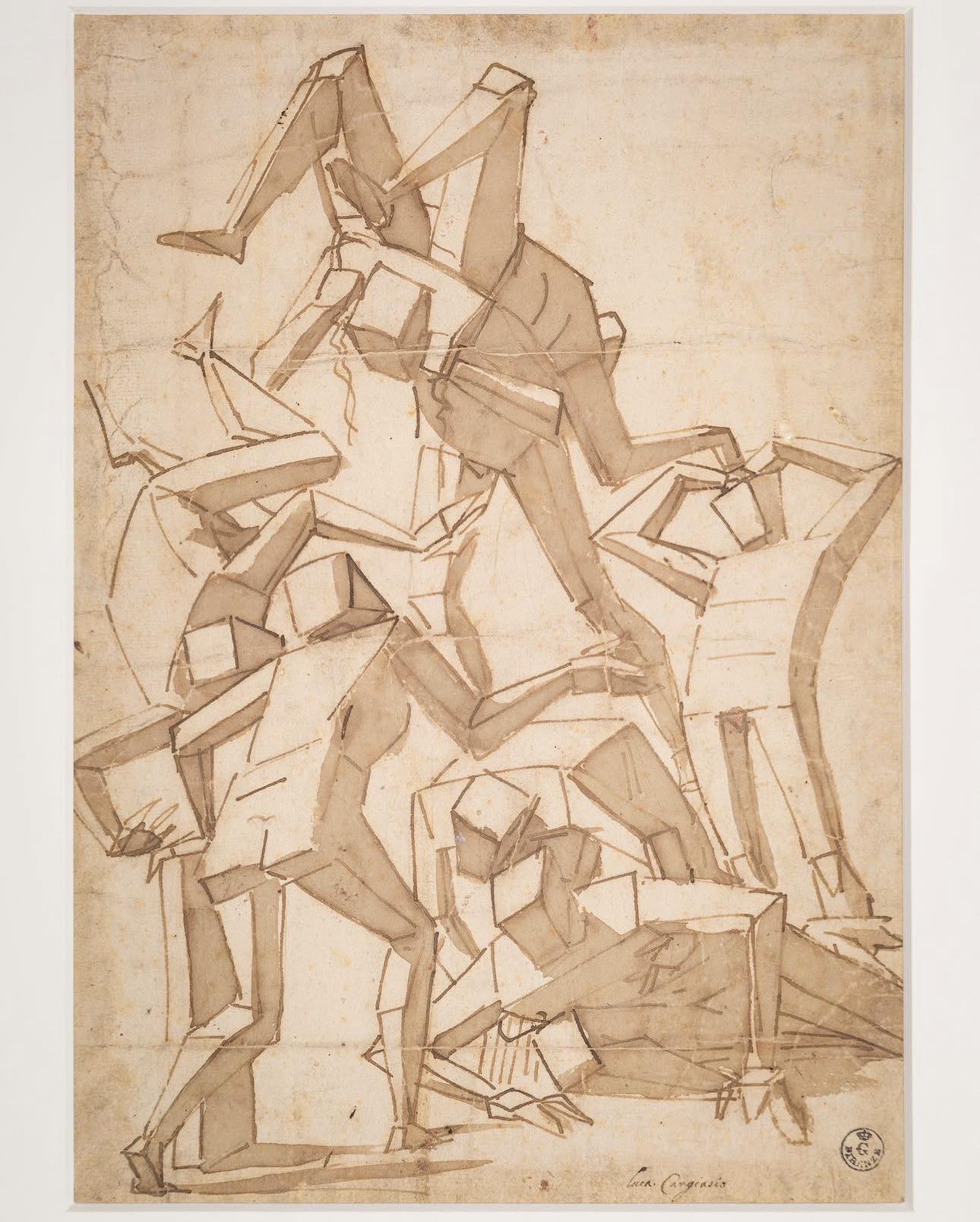 Luca Cambiaso (Moneglia 1527 – San Lorenzo de El Escorial 1585), Studio di figure cubiche, disegno, 1560.jpg